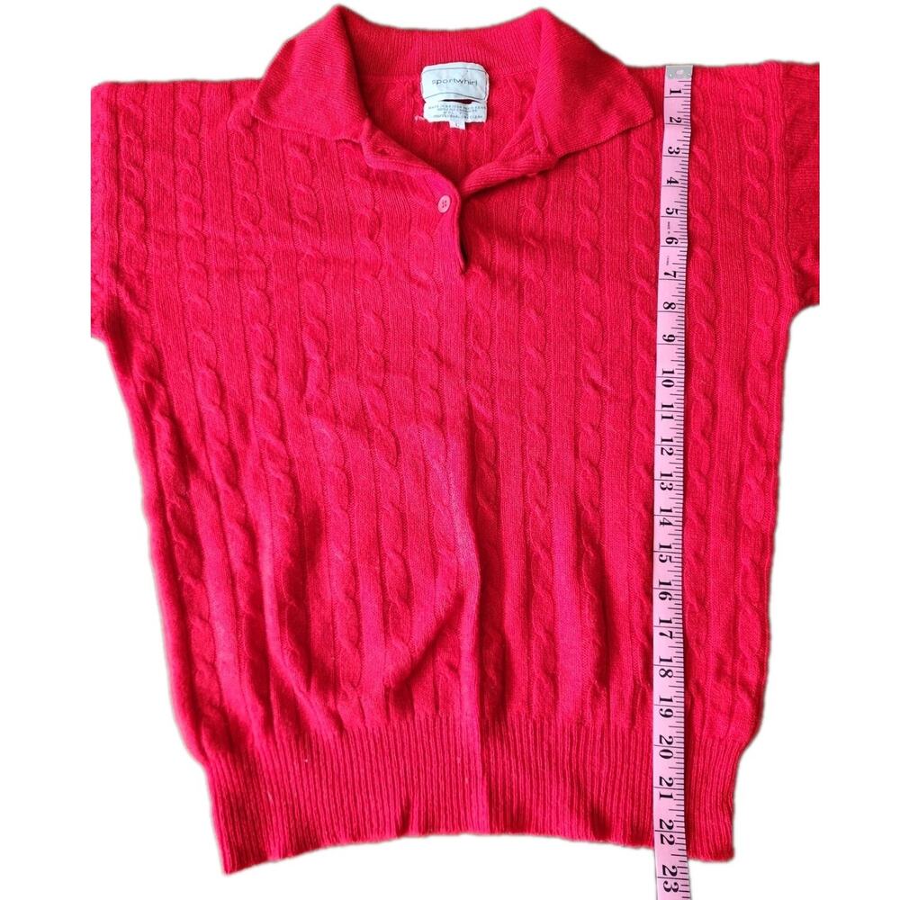 Sportwhirl Vintage 90s Red Cable Knit Cashmere Sweater Women's Size Large - Picture 6 of 6